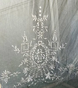 Edwardian Lace Dress Panel Front Skirt  Antique Embroidery UNUSED c1910 44 x 48 - Picture 1 of 9