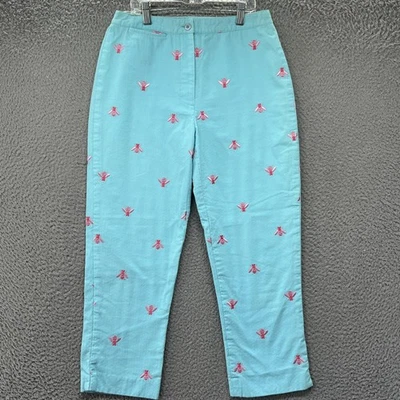 Lilly Pulitzer Pants Womens 2 Blue Bee Embroidered Honeycomb Casual Cotton * - Image 1 of 4