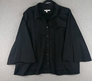 Chicos Top Size 4 Long Bell Sleeve Black Blouse Shirt - Picture 1 of 7