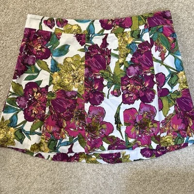 Lane Bryant Fuschia Vibrant Color Floral Cotton Skirt Size 18 Career Casual - Image 1 of 4