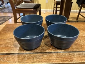 Bee & Willow Milbrook 4 Stück 6 Zoll Steinzeug Müsli/Suppenschüssel Set blau gesprenkelt - Bild 1 von 5