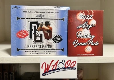 2013 Leaf Perfect Game Showcase Baseball Box + 2022 Leaf Holiday Pack 12 Autos! - Image 1 of 3