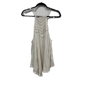 Women’s Free people intimately small s top tank white beaded Asymmetrical - Picture 1 of 10