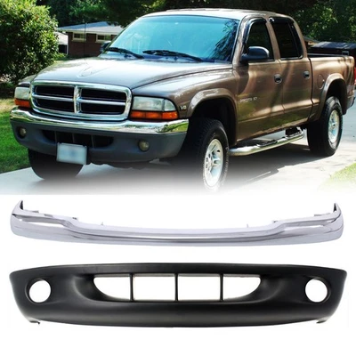 Front Steel Upper Bumper & Lower Bumper Primed Cover For Dodge Dakota 1997-2000 - Image 1 of 4