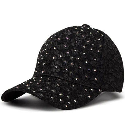 New Luxury Flower Rhinestone Baseball Cap Snapback Hat Adjustable Unisex Fashion - Image 1 of 4