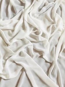 1 x Mtr ivory Moss Crepe Chiffon Fabric 58” Wide Soft Sheer Bridal Dress Making - Picture 1 of 3