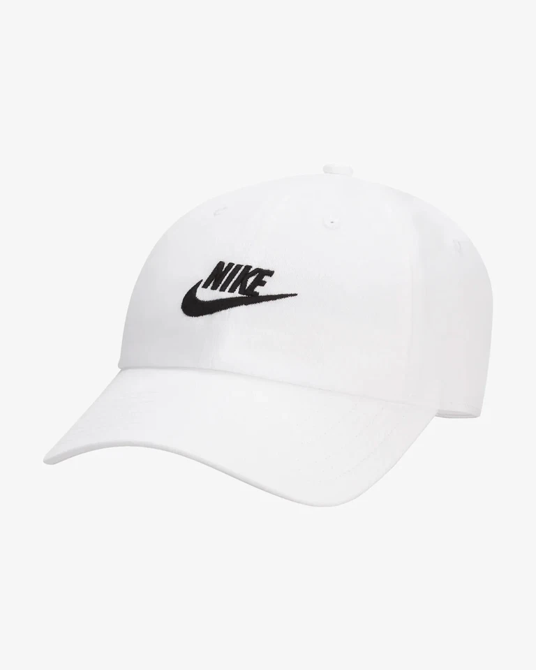 Nike Club Unstructured Futura Wash Cap Size L/XL White Black Hat FB5368 100