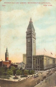 1909 Madison Square Garden Metro Life Bldg Era Clothes, Autos, Street Car Posted - Picture 1 of 5