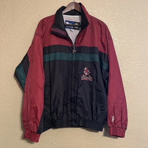 Vintage Phoenix Coyotes NHL Pro Player Windbreaker Spell Out Jacket Coat Size XL Cover