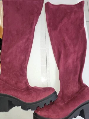 Womens Blue Suede Over The Knee/Thigh High Boots - size 8 - Image 1 of 4