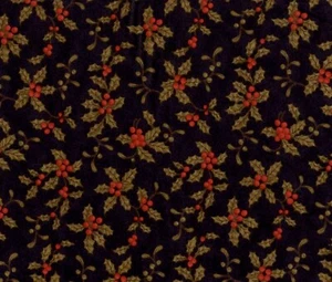 MODA 3 Sisters *HOLLYWOOD & VINES* Fabric Red Holly Berries on BLACK - Picture 1 of 1