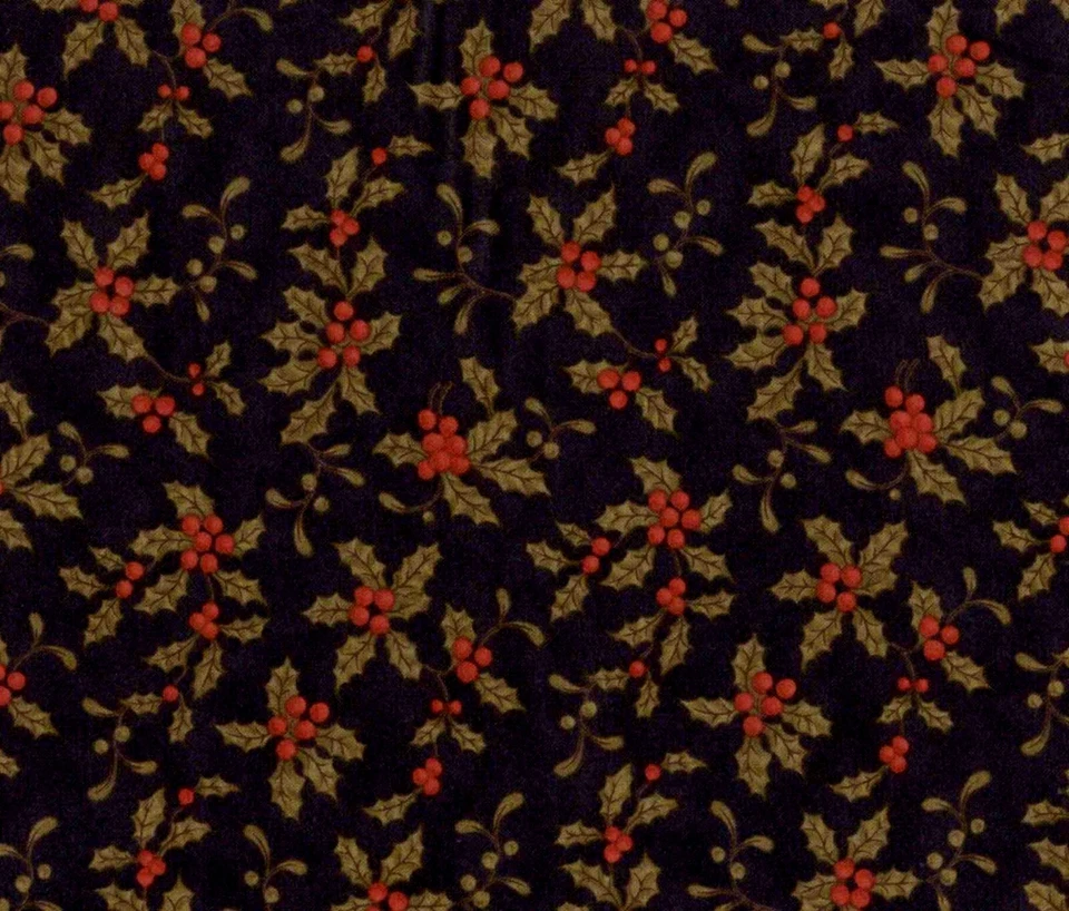 MODA 3 Sisters *HOLLYWOOD & VINES* Fabric Red Holly Berries on BLACK - Image 1 of 1