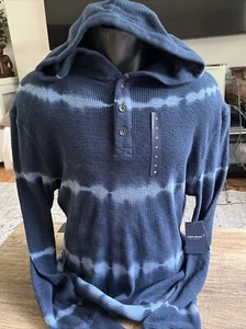 Lucky Brand Tie Dye Thermal 3-button Waffle Hoodie Men’s Size M NWT $79.50 MSRP - Picture 1 of 9