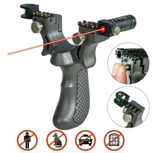 Hunting Professional Catapult Laser Slingshot With Rubber Aim Point Target HOT - Picture 1 of 14