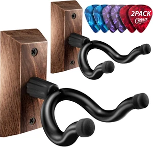 Soporte de pared para guitarra (2 unidades), nogal negro - Imagen 1 de 12