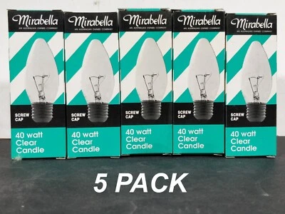 5 x 40W Clear Candle Light Globes Bulbs Lamps E27 Edison Screw ES Dimmable - Image 1 of 3