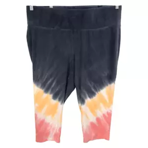 Leggings Lane Bryant LIVI taglie forti 22 24 cropped nero rosa dip dye pull on 520 - Foto 1 di 8