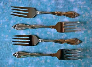 4 SALAD FORKS - Old South II (Silverplate, 1949) by ONEIDA SILVER - Picture 1 of 8