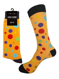 UN Par de Calcetines de Vestir AMARILLO MULTICOLOR Lunares Algodón FIEL A LA TALLA Talla 10-13 - Imagen 1 de 3
