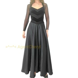 Vestido TADASHI SHOJI Talla Pequeña 4 6 Negro Largo Formal Terciopelo Satinado Vacaciones - Imagen 1 de 12