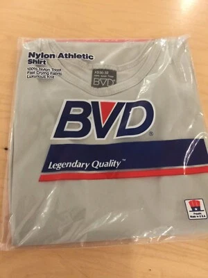 vintage  bvd,nylon  silver, tank top, 1985,nos, worn  early hip hop era,XS - Image 1 of 3