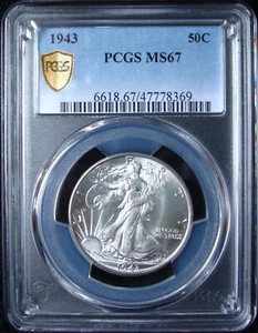 1943 Walking Liberty Silver Half Dollar - PCGS MS 67 - Gold Shield - Picture 1 of 5