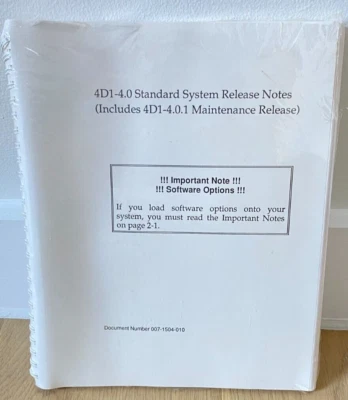Silicon Graphics 4D1-4.0 Release Notes - Sealed, NEW - Image 1 of 2