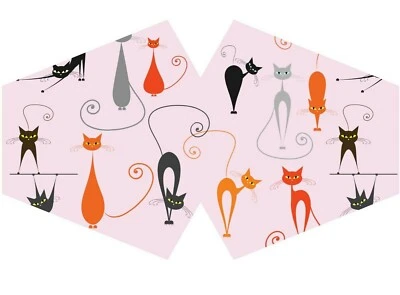 Reusable Fashion Face Mask - Pink Cats (Adult)  - Image 1 of 4