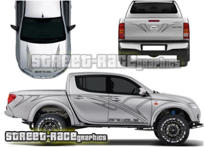 Mitsubishi L200 001 Animal COMPLETO Tribales Pegatinas Calcomanías Vinilo Gráficos f/r+lados - Imagen 1 de 2