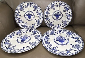 4 placas de parrilla divididas antiguas c 1914 Delph by Wood & Sons Inglaterra transferencia azul - Imagen 1 de 6