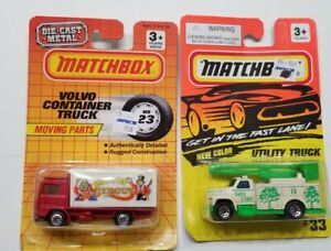 New Vintage Matchbox Toy Car Lot. Nip Volvo Circus Truck + Utility. 1990s Tree