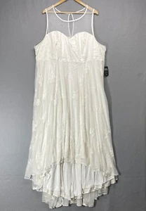 Vestido Torrid 26 Marfil Encaje Alto Lo Sin Mangas Boho Romántico Bordado - Imagen 1 de 15