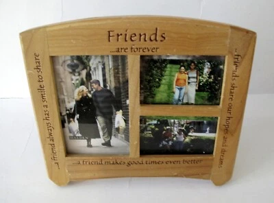 Marco de 3 fotos de madera "Friends...re forever" 8,75 pulgadas x 7,5 pulgadas - vintage Foto 1 de 2