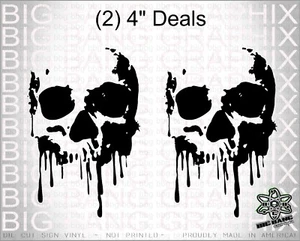 SKull Vinyl Decal Sticker 2- 4" Die Cut Blood Drip Horror Dark Punk Rock Window - Bild 1 von 3
