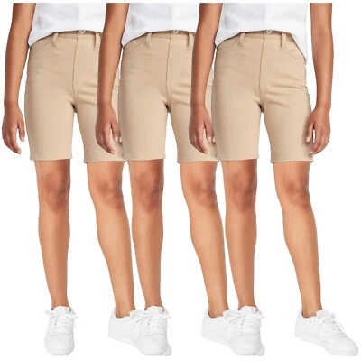 Girl's Super Stretch School Uniform Skinny Bermuda Shorts 3-PACK (Size: 4-20) - Image 1 of 2