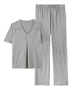 Pretty Secrets Modal Pyjamas Set Long Bottoms Size 8 - 10 Nightwear Grey Marl - Picture 1 of 4