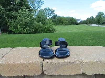 New With Box- Nicole double band leather wedge heels - black - size 6.5 M - Image 1 of 4