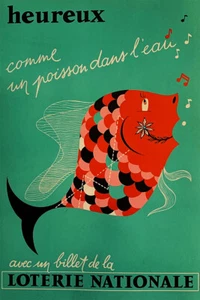 French Lottery Happy As Fish In Water 1950 Vintage Wall Art Home - POSTER 20x30 - Photo 1 sur 4