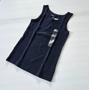GAP KID Girls Lace Trim Navy Blue Tank Top Tee Shirt Size S - Picture 1 of 8