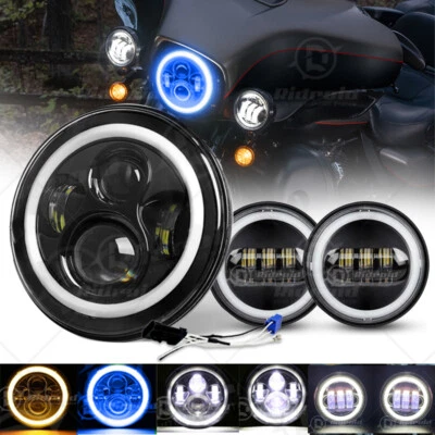 7" LED Headlight + Fog Lights for Harley-Davidson Electra Glide Classic FLHTC - Image 1 of 4