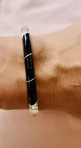 925 Sterling Silber Mexico Taxco TF-49 Klapp Armreif Armband mit schwarzem Onyx - Bild 1 von 6