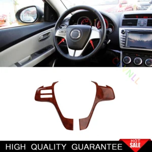 For Mazda 6 Atenza 09-2013 Peach Wood Grain Steering Wheel Button Cover Trim 2* - Picture 1 of 6