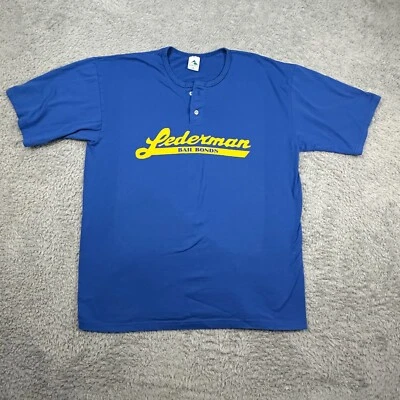 复古 Henley T 恤男式 XL 蓝色 Leaderman 保释债券 美国制造 奥古斯塔 — 第 1/4 张图片