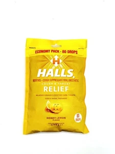 HALLS Relief Honey Lemon Cough Drops, Economy Pack, 80 Drops 2 PACK - Picture 1 of 2