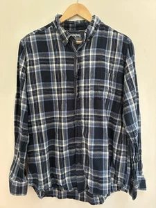 One Day Away Men's Cozy Plaid Flannel Cotton Button-Up Long Sleeve Shirt Blue L - Picture 1 of 6