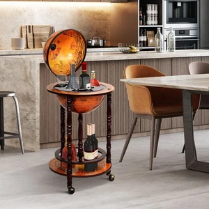 Costway 17,5" Supporto wine bar globo in legno 16 ° secolo portaliquore italiano bottiglia liquore - Foto 1 di 6