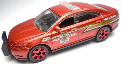 2015 MATCHBOX FORD POLICE INTERCEPTOR MBX FIRE CHIEF RED DIECAST 2 7/8" CAR - Image 1 of 4
