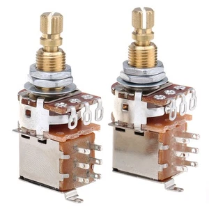 Musiclily Pro 2Pcs Brass Full Metric Push Push A250K Audio Taper Potentiometers - Picture 1 of 6