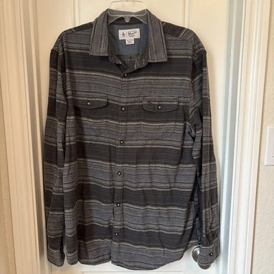 Original Penguin Vintage Flannel Shirt, Striped Gray, Lightweight, Mens Size XL - Image 1 of 4