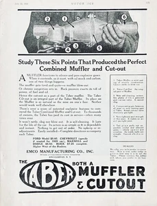 1920 Ad Emco Mfg Co Binghamton NY The Taber Combined Muffler & Cut-out - Picture 1 of 1
